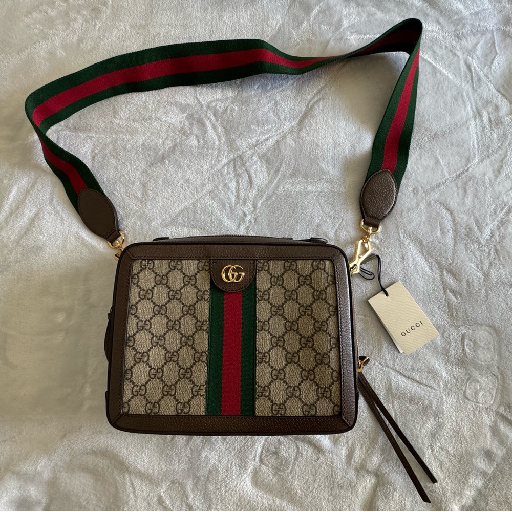 Gucci Brown and Green Crossbody Bag - Picture 2 of 8
